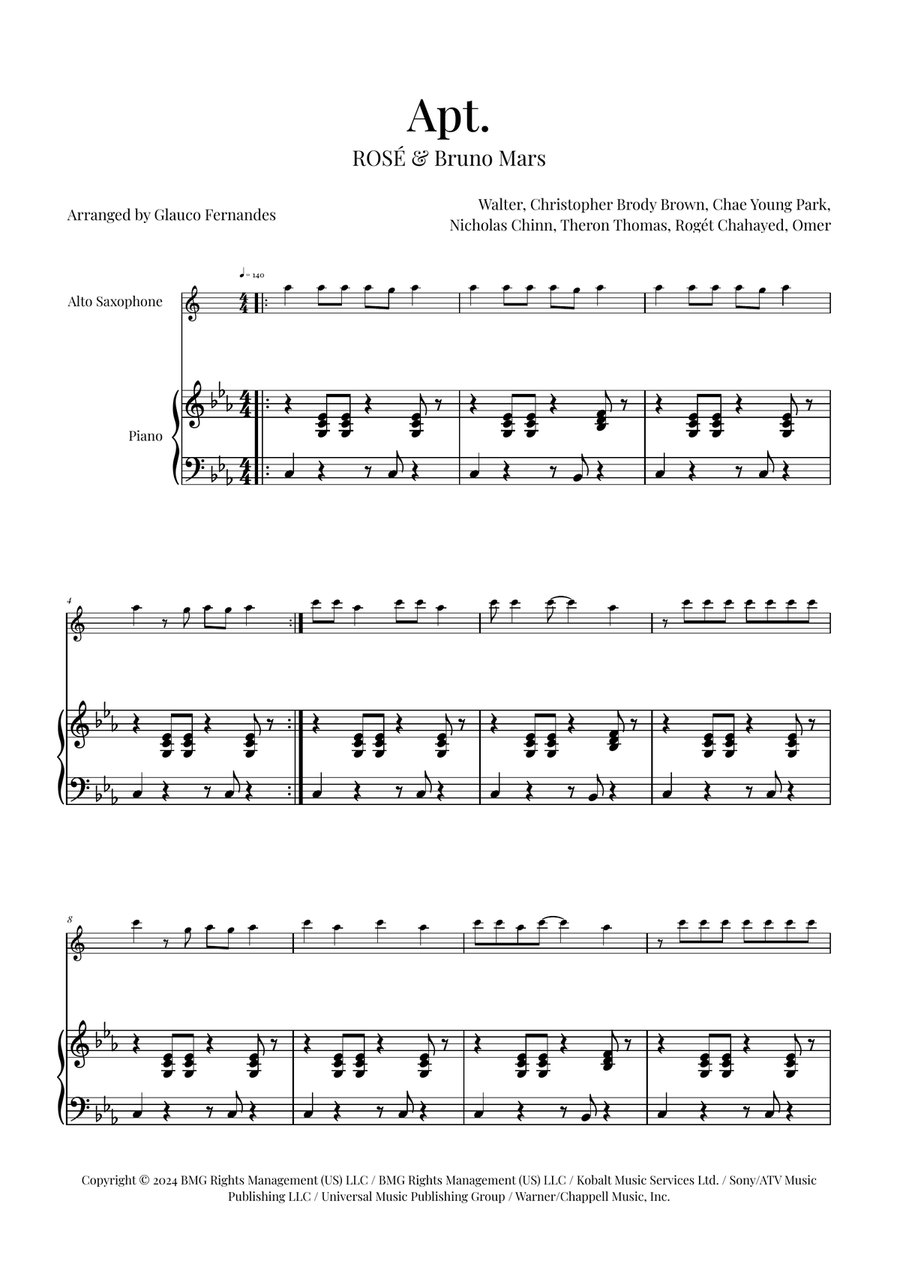 Apt. Alto Saxophone scores gallery preview page 1