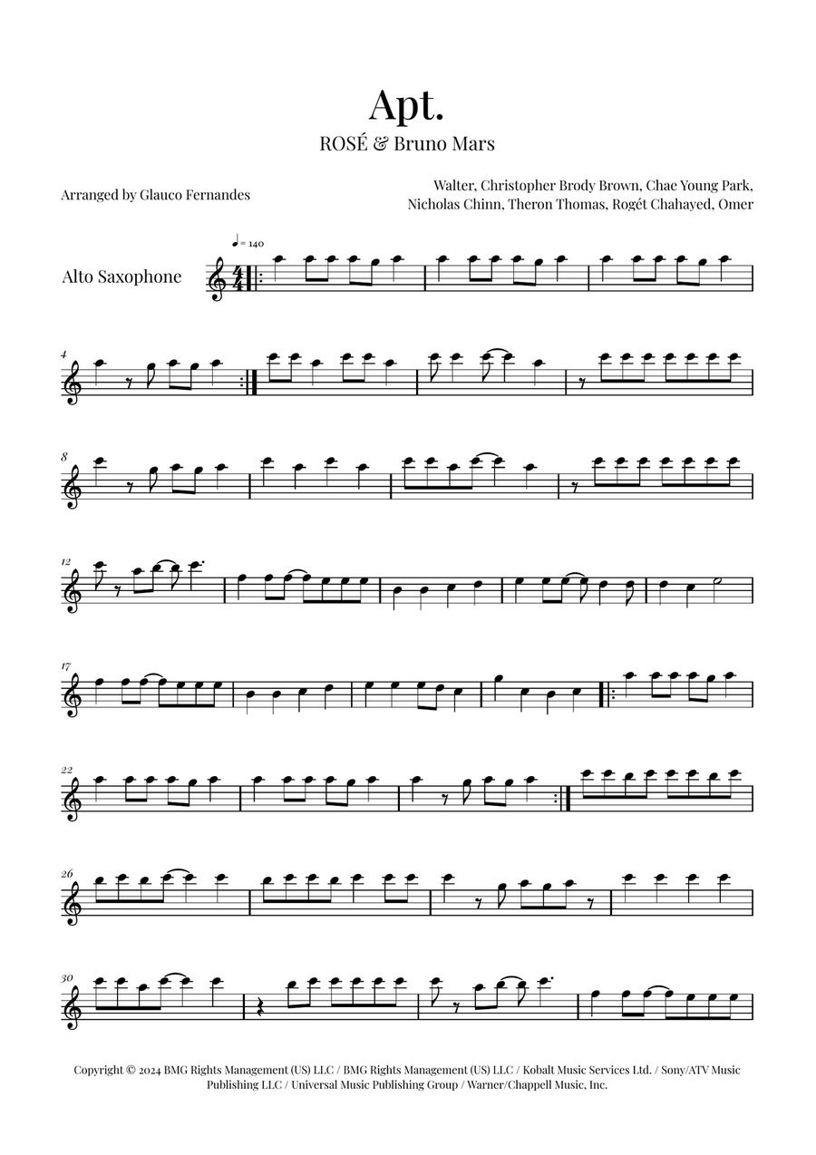 Apt. Alto Saxophone scores gallery preview page 1