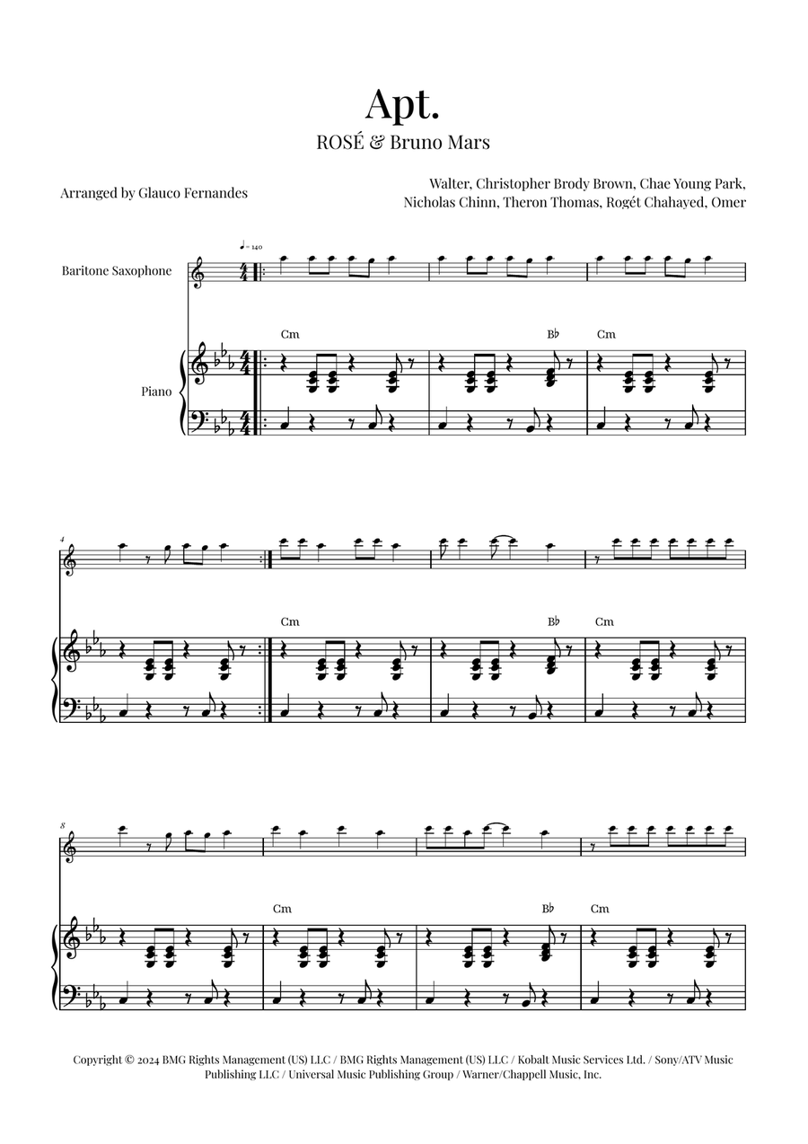 Apt. Baritone Saxophone scores gallery preview page 1