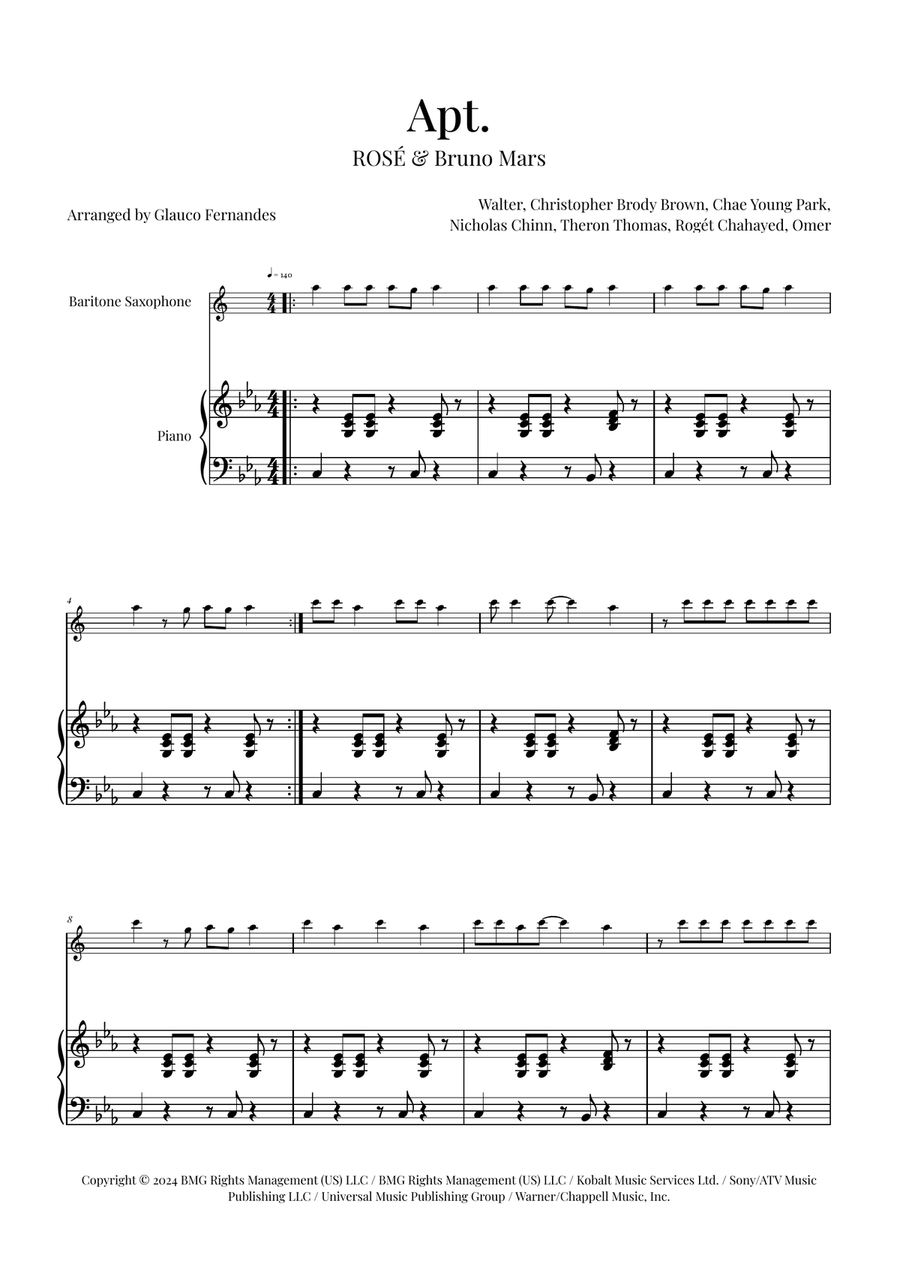 Apt. Baritone Saxophone scores gallery preview page 1