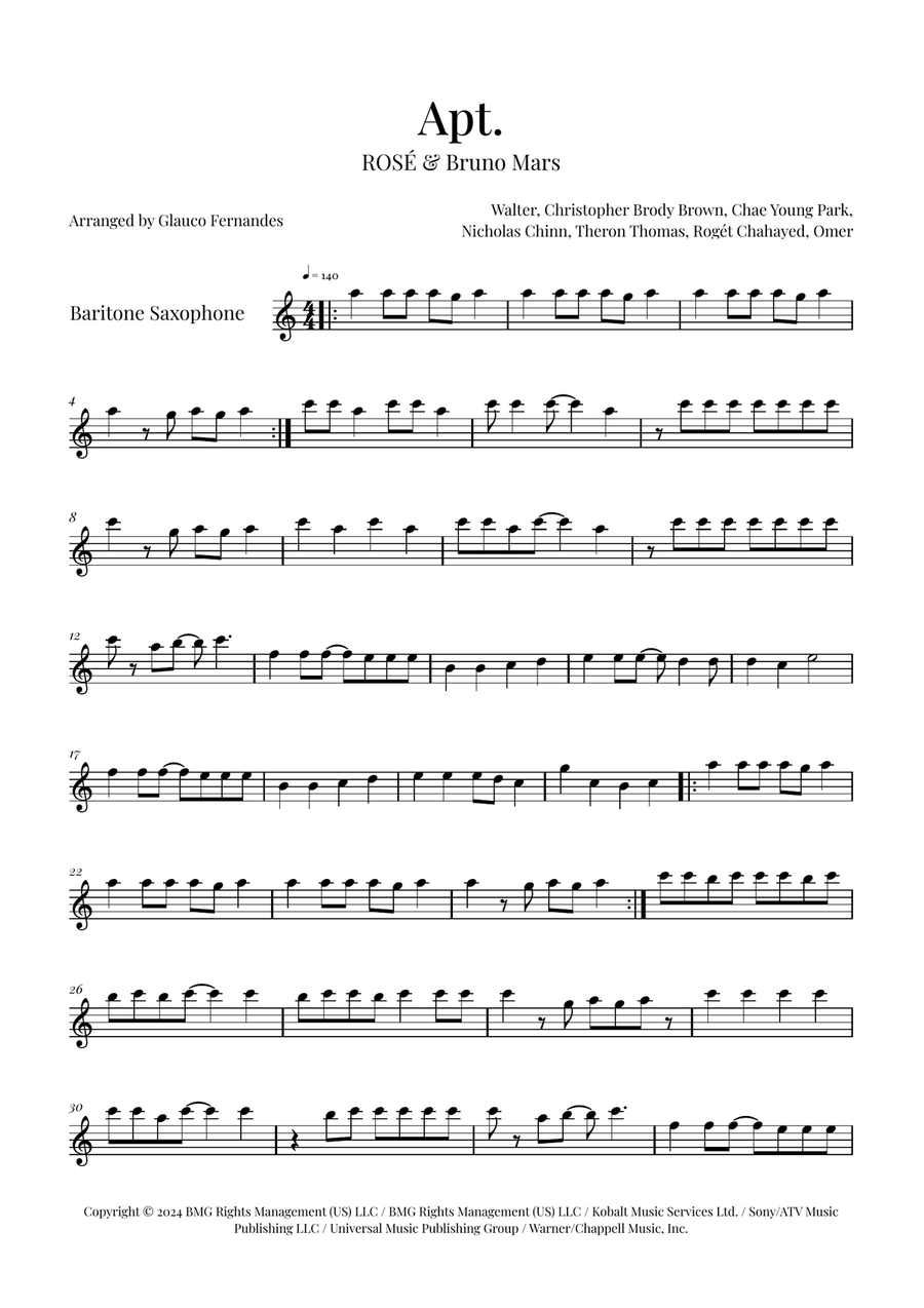 Apt. Baritone Saxophone scores gallery preview page 1
