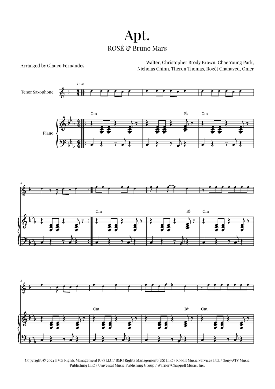 Apt. Tenor Saxophone scores gallery preview page 1
