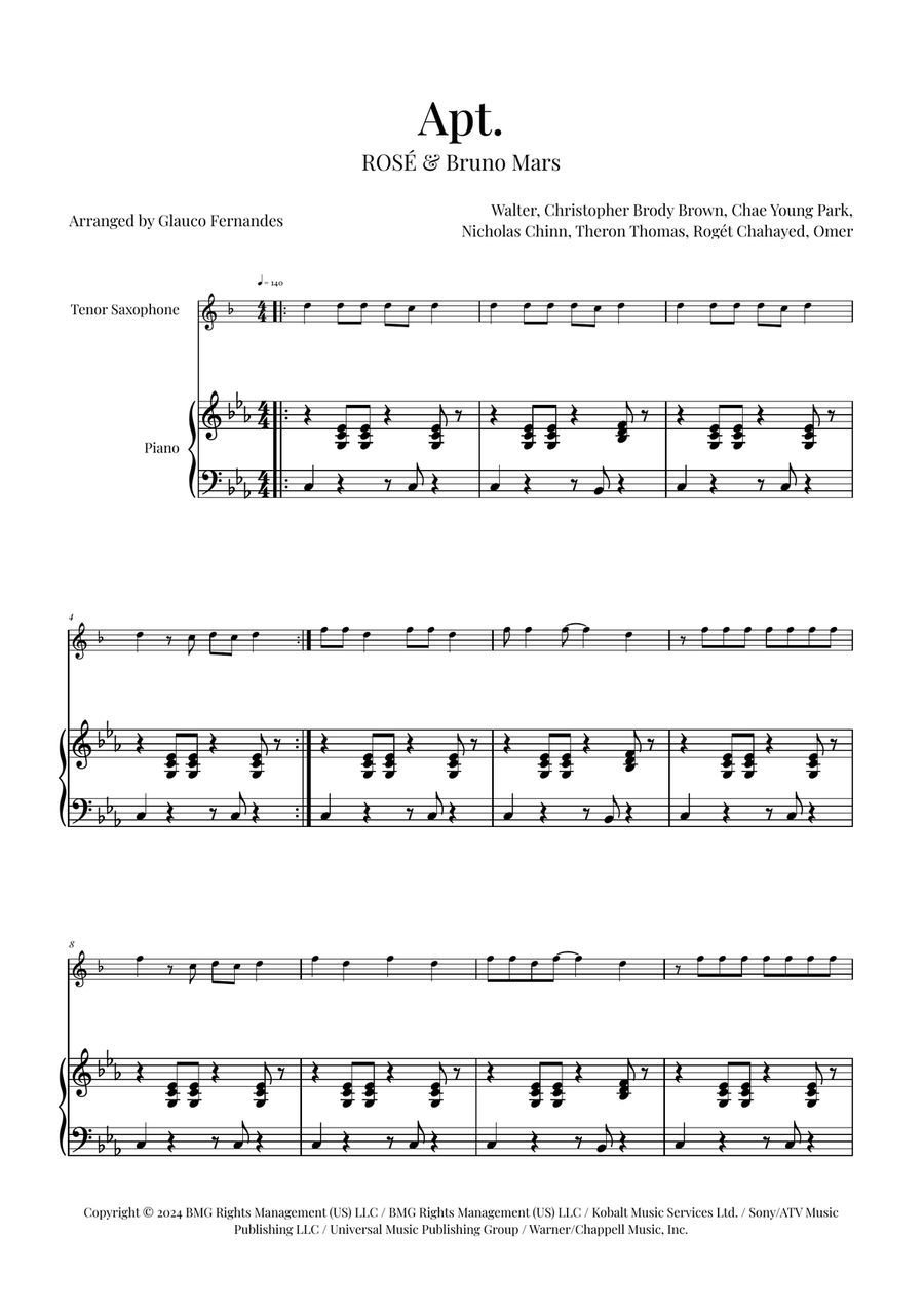 Apt. Tenor Saxophone scores gallery preview page 1