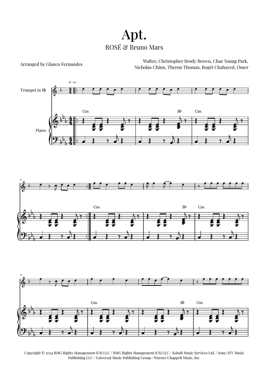 Apt. B-Flat Trumpet scores gallery preview page 1