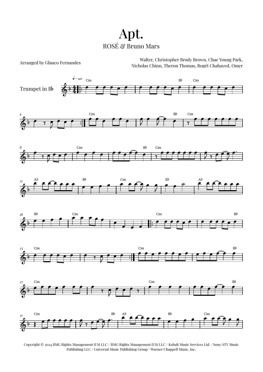 Apt. B-Flat Trumpet scores gallery preview page 1