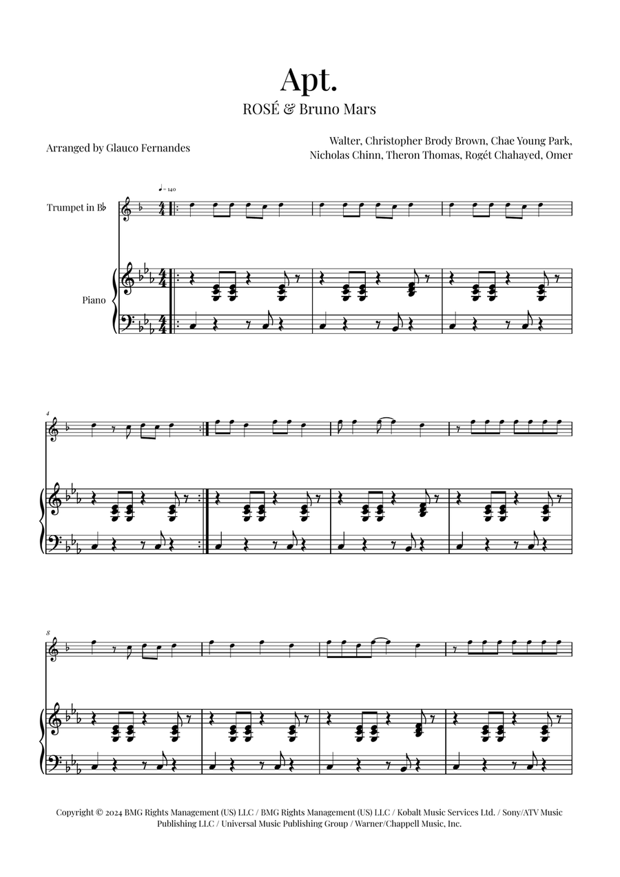 Apt. B-Flat Trumpet scores gallery preview page 1