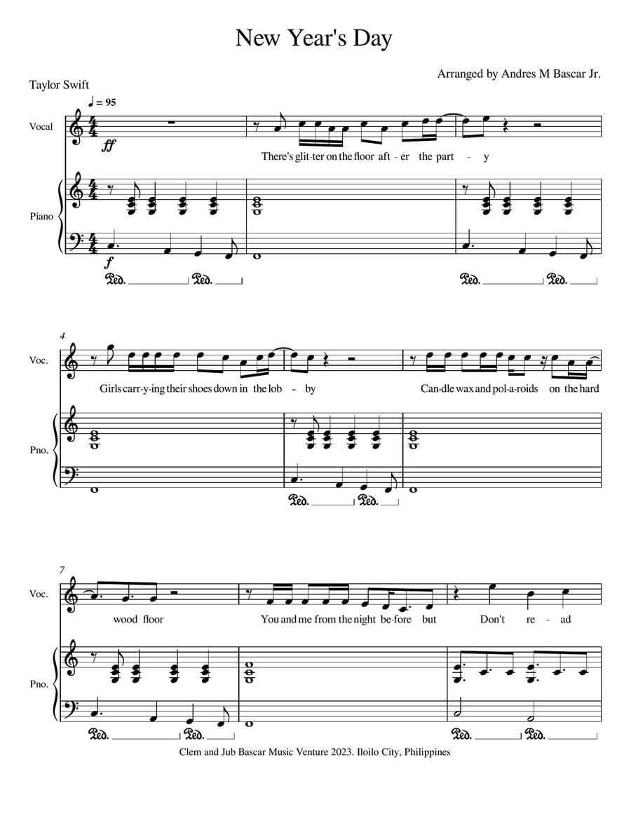 New Year's Day New Year's Day A Cappella scores gallery preview page 1