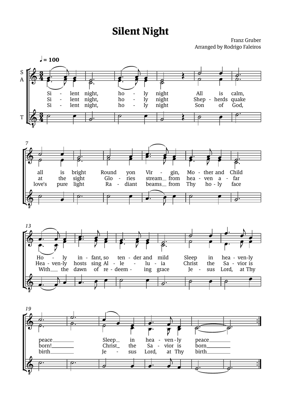 Silent Night - for SAT Choir SAT scores gallery preview page 1