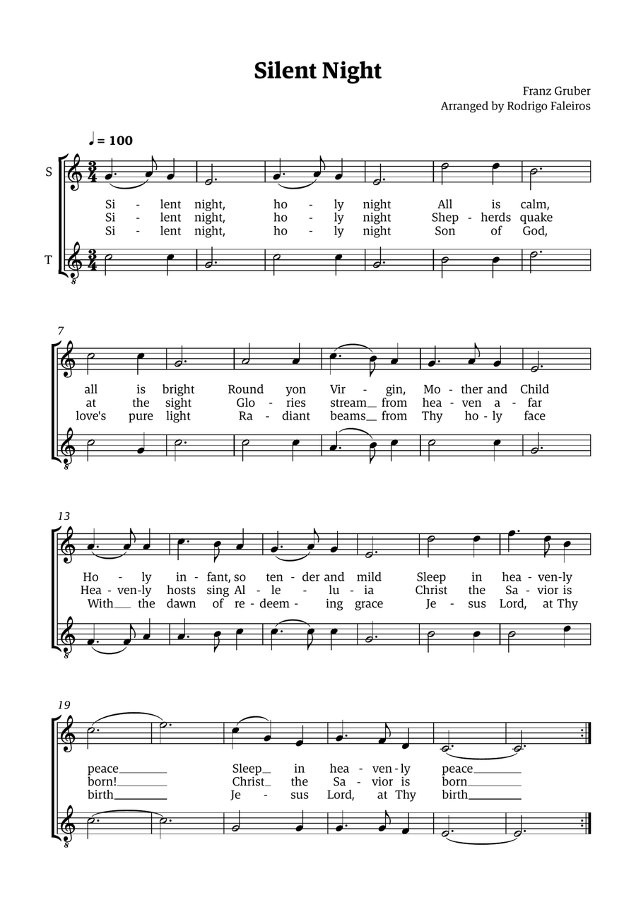 Silent Night - for ST Choir Choir scores gallery preview page 1