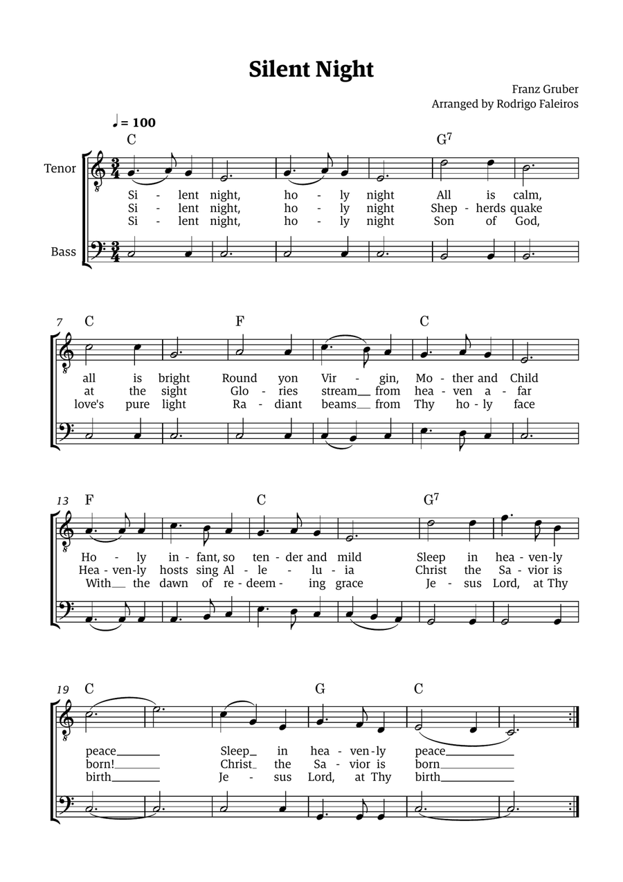 Silent Night - for TB Choir (with chords) TB scores gallery preview page 1