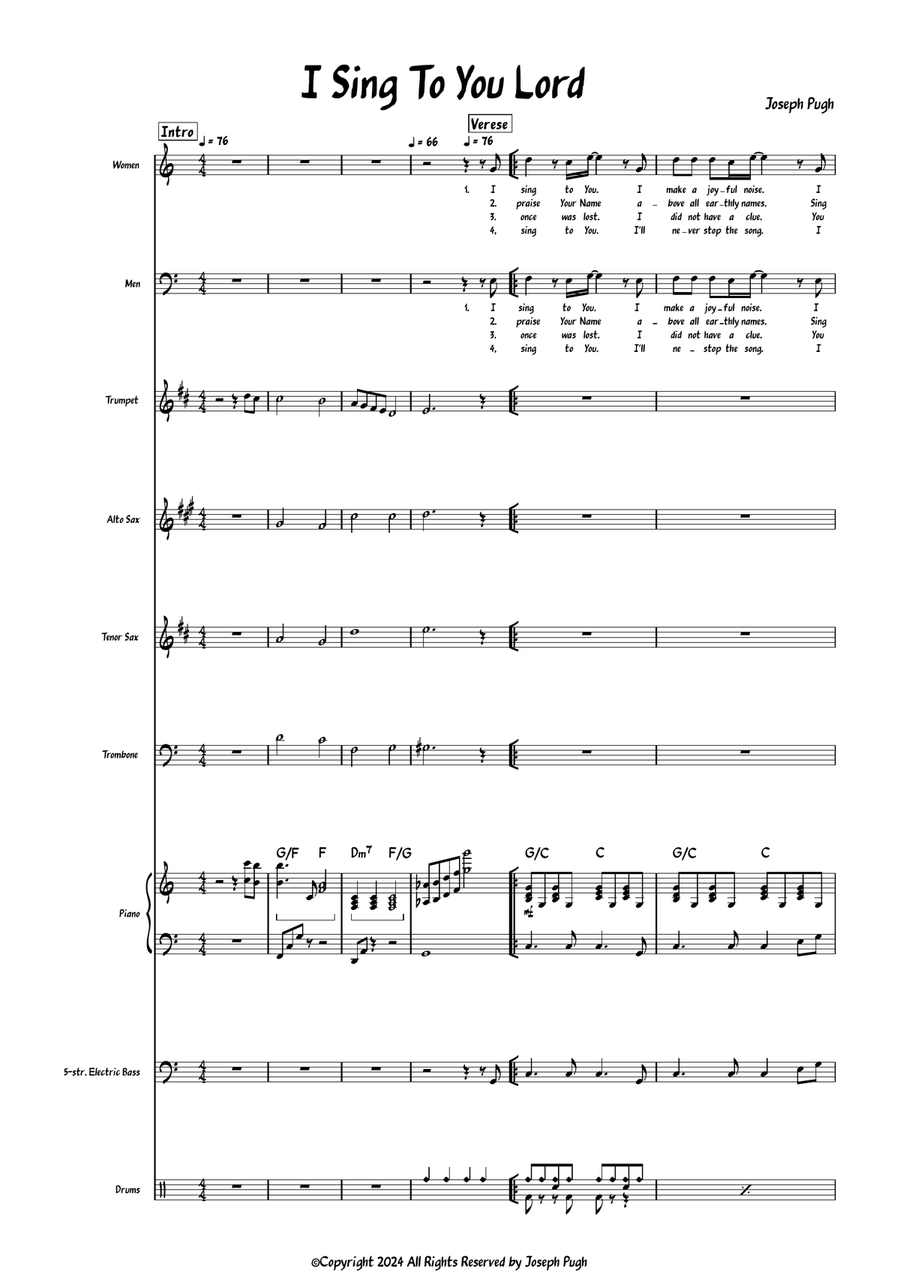 I Sing To You Lord I Sing To You Lord Jazz Ensemble scores gallery preview page 1