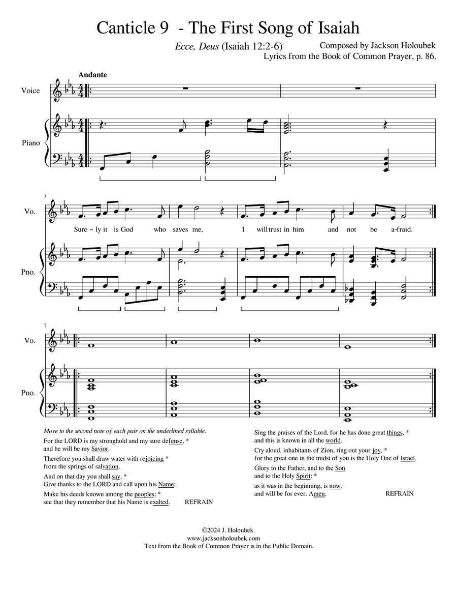 Canticle 9 - The First Song of Isaiah Piano, Vocal scores gallery preview page 1