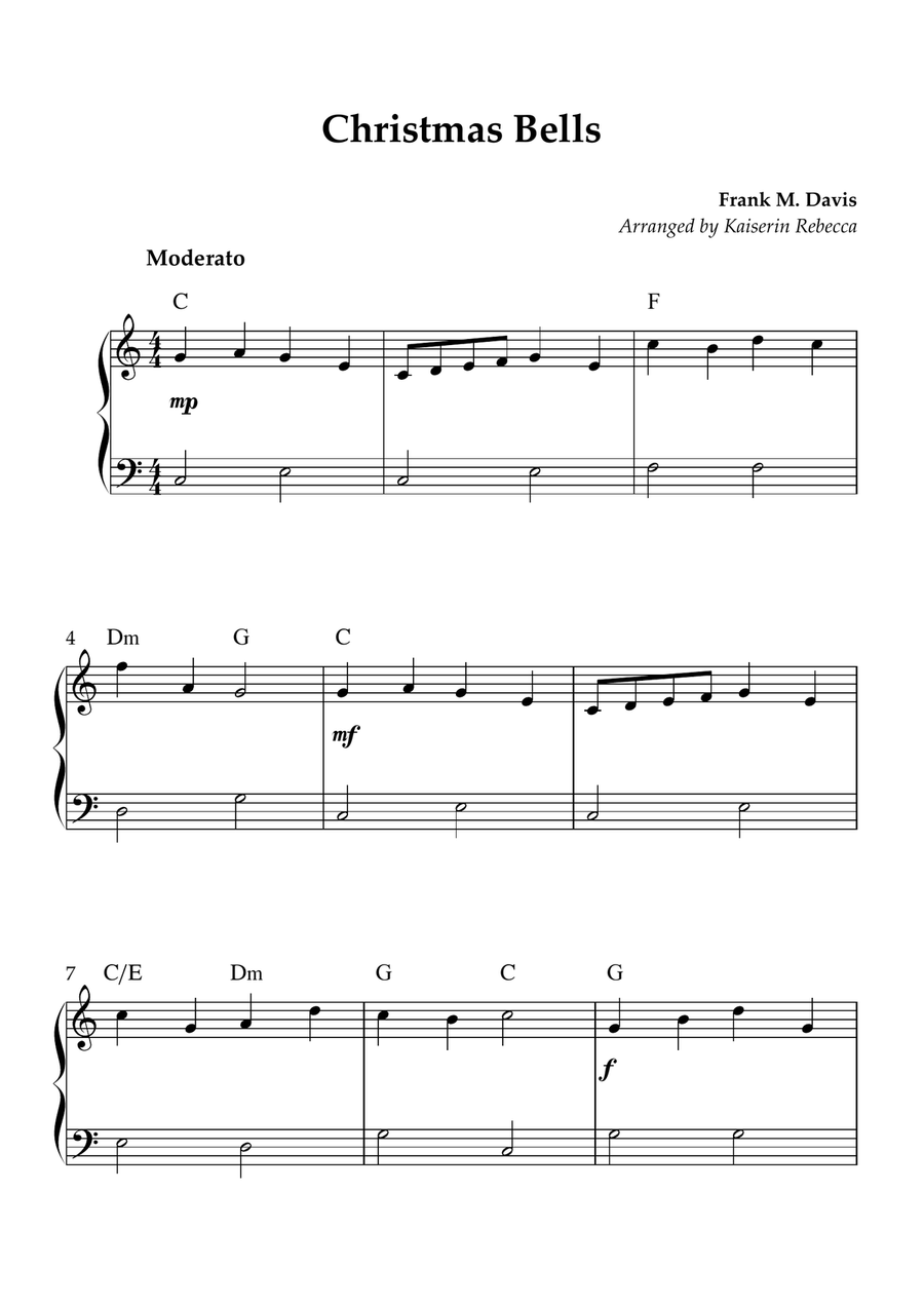 Christmas Bells Christmas Bells Easy Piano scores gallery preview page 1