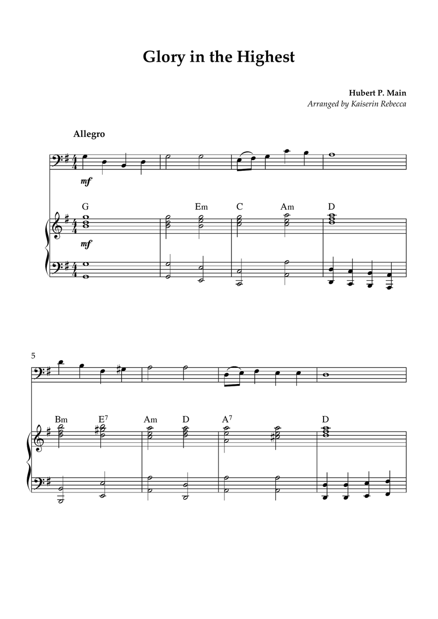 Glory in the Highest Glory in the Highest Piano scores gallery preview page 1