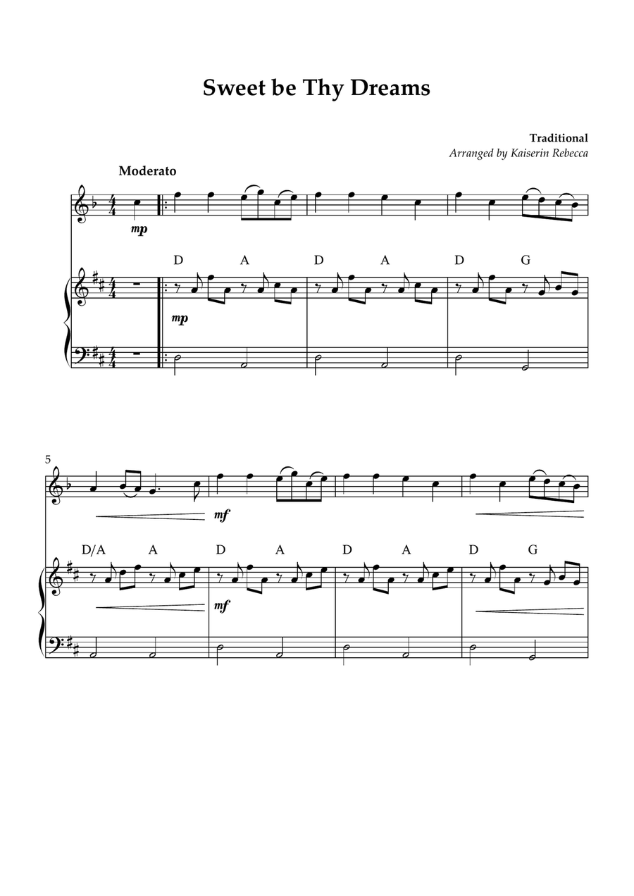 Sweet be Thy Dreams Sweet be Thy Dreams A Clarinet scores gallery preview page 1