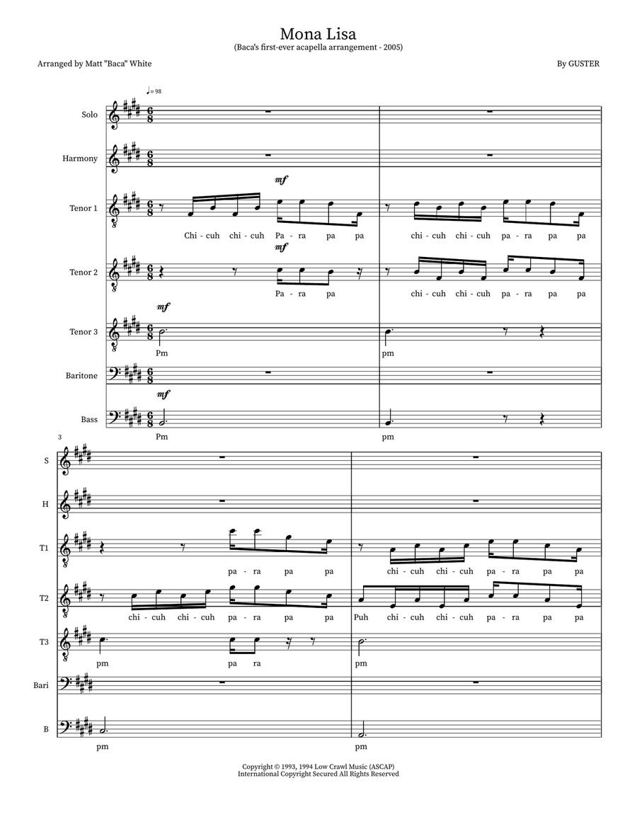 Mona Lisa Mona Lisa TTBB scores gallery preview page 1