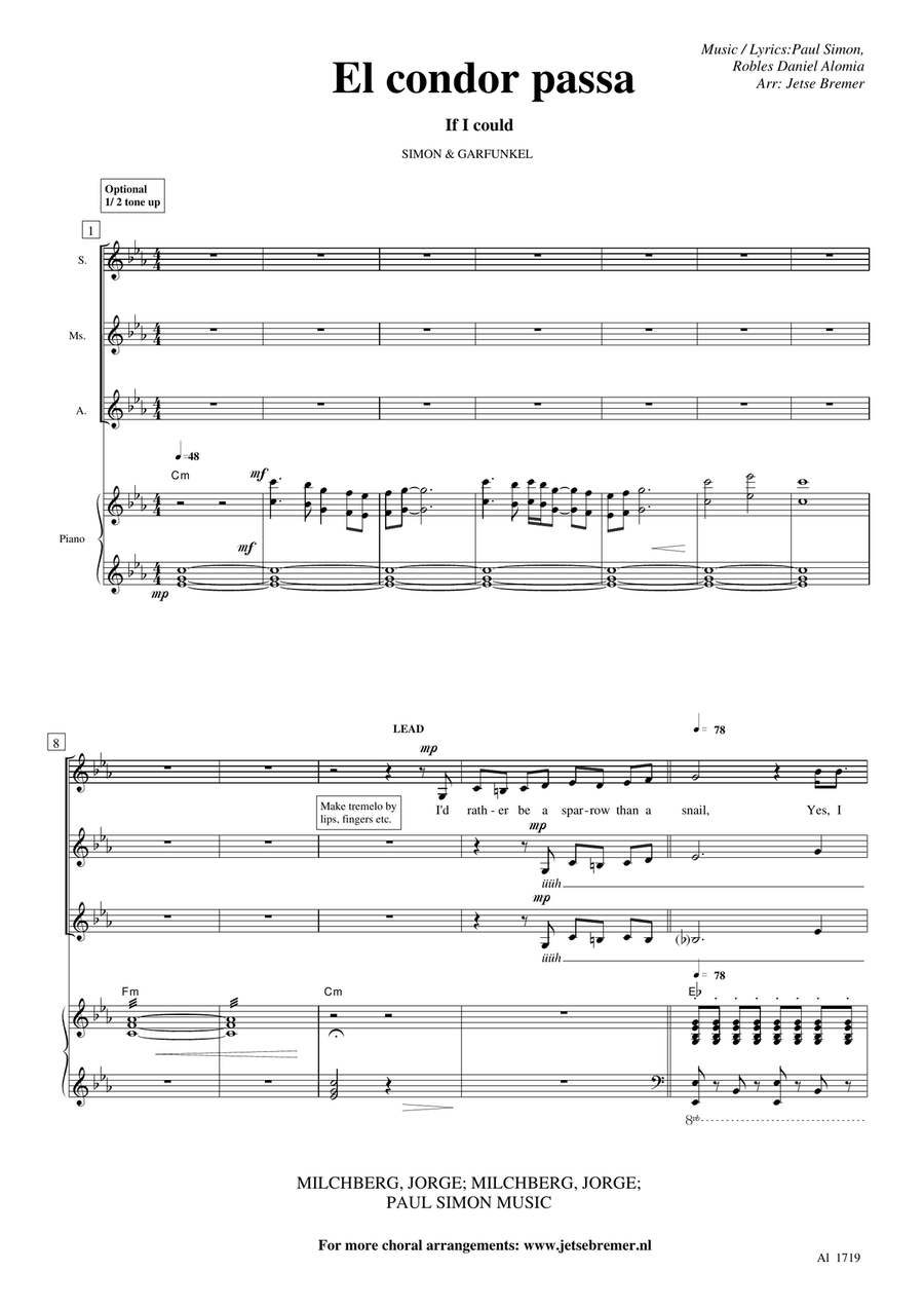 El Condor Pasa (If I Could) Women's Choir scores gallery preview page 1