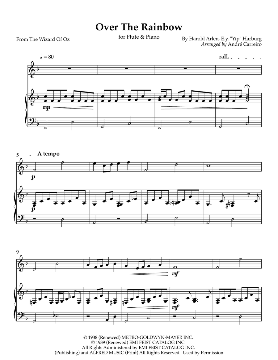 Over The Rainbow Flute scores gallery preview page 1