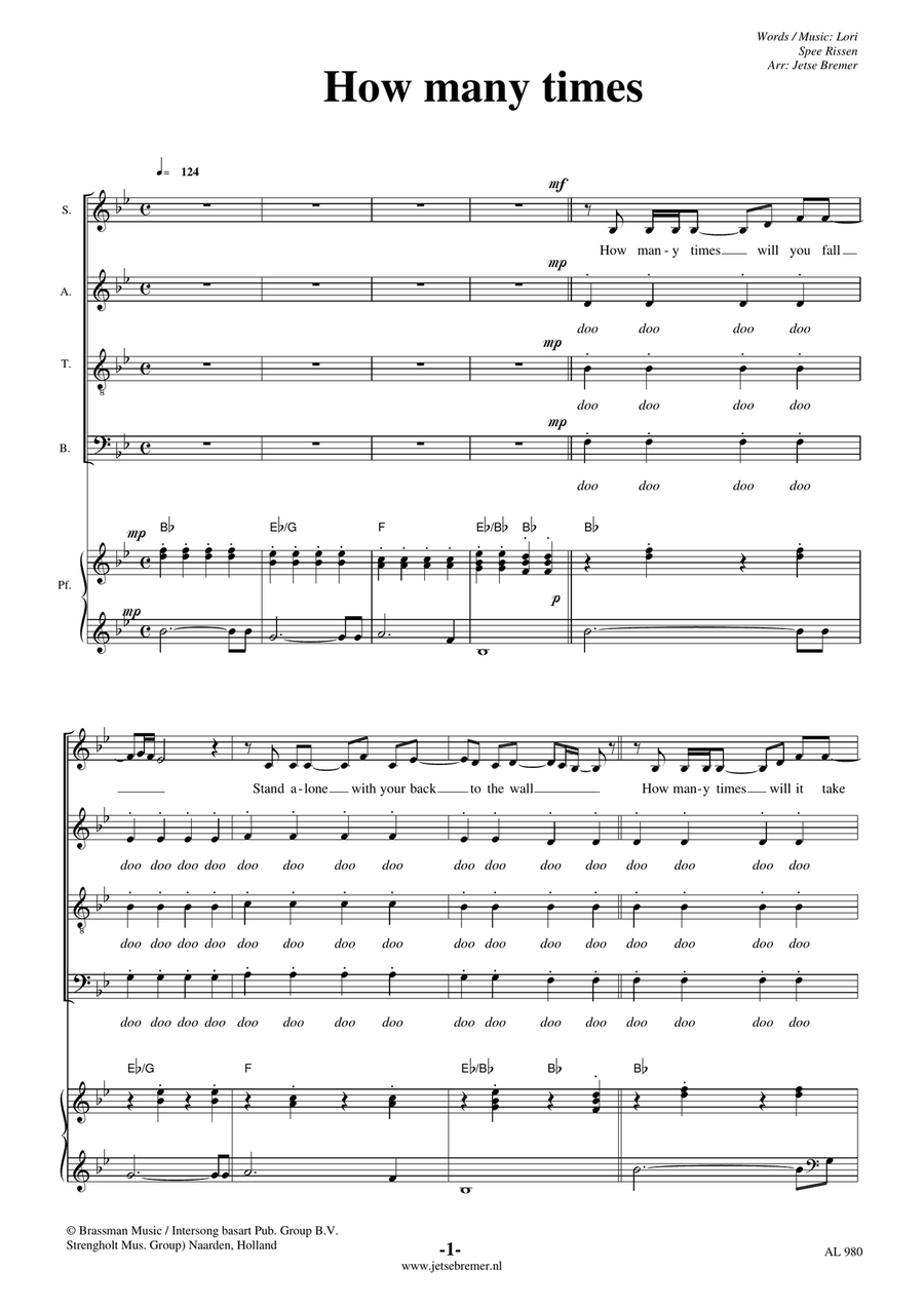 How Many Times How Many Times 4-Part scores gallery preview page 1