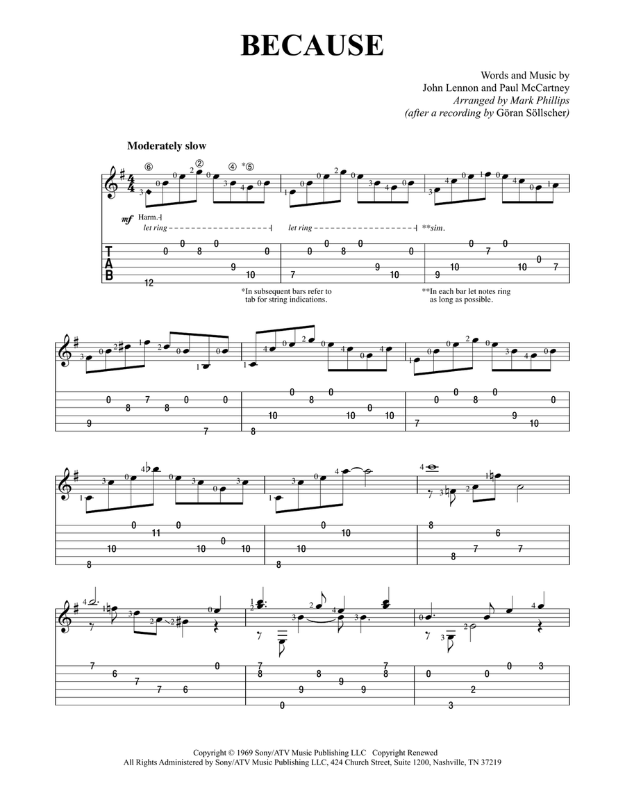 Because Because Acoustic Guitar scores gallery preview page 1
