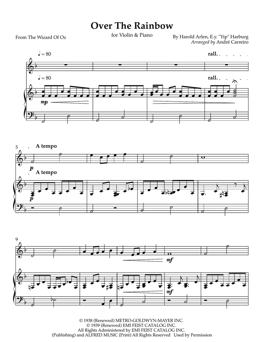 Over The Rainbow Violin Solo scores gallery preview page 1
