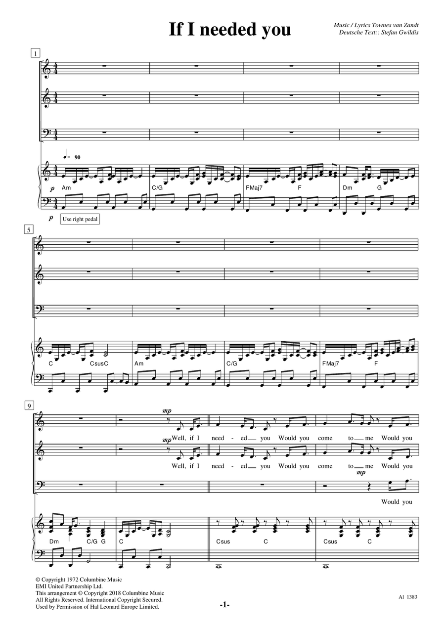 If I Needed You 3-Part scores gallery preview page 1