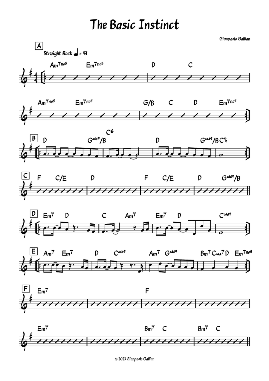 The Basic Instinct The Basic Instinct Piano scores gallery preview page 1