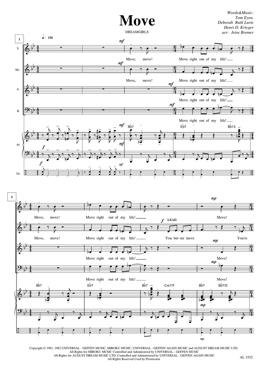 Move (You're Stepping On My Heart) Choir scores gallery preview page 1