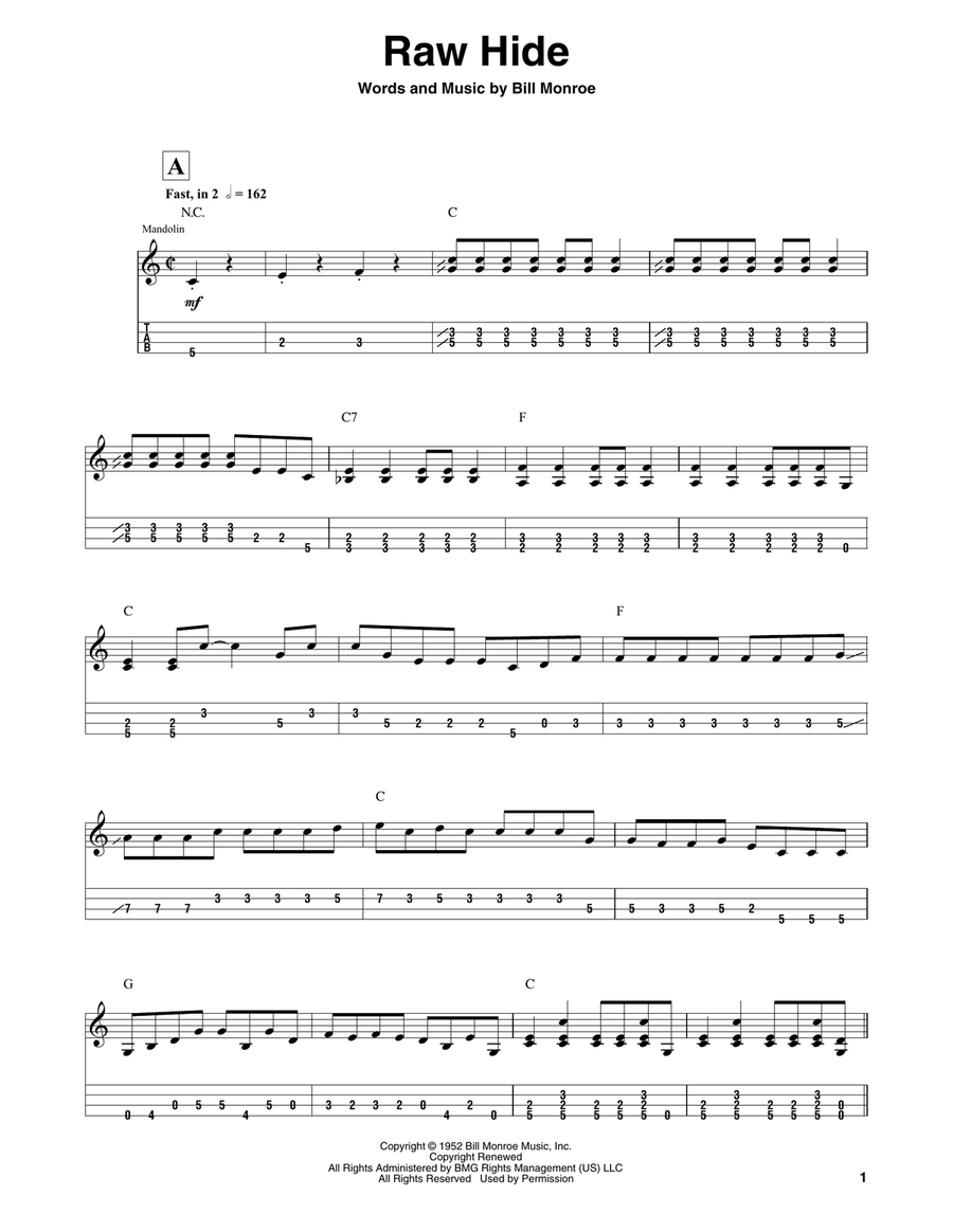 Raw Hide Raw Hide Mandolin scores gallery preview page 1