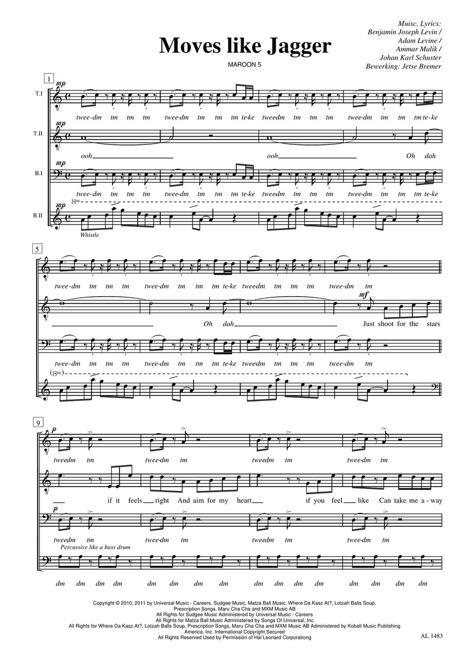 Moves Like Jagger Moves Like Jagger TTBB scores gallery preview page 1