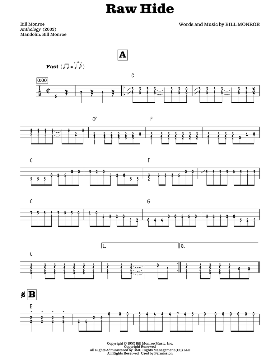 Raw Hide (arr. Fred Sokolow) Mandolin scores gallery preview page 1