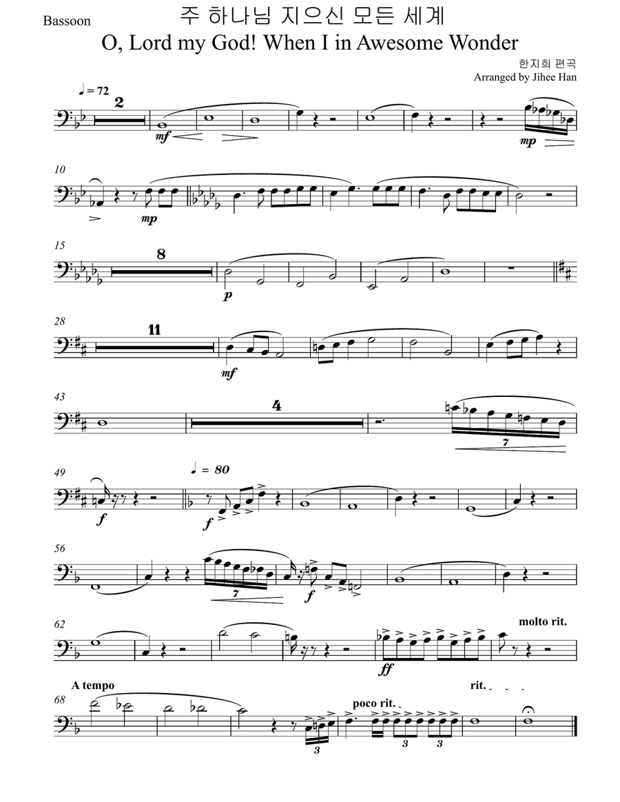 [Bassoon Part] How Great Thou Art for Chamber Orchestra and Tenor (or Soprano) Solo Chamber Music scores gallery preview page 1