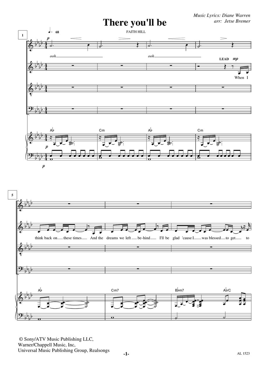 There You'll Be There You'll Be 4-Part scores gallery preview page 1