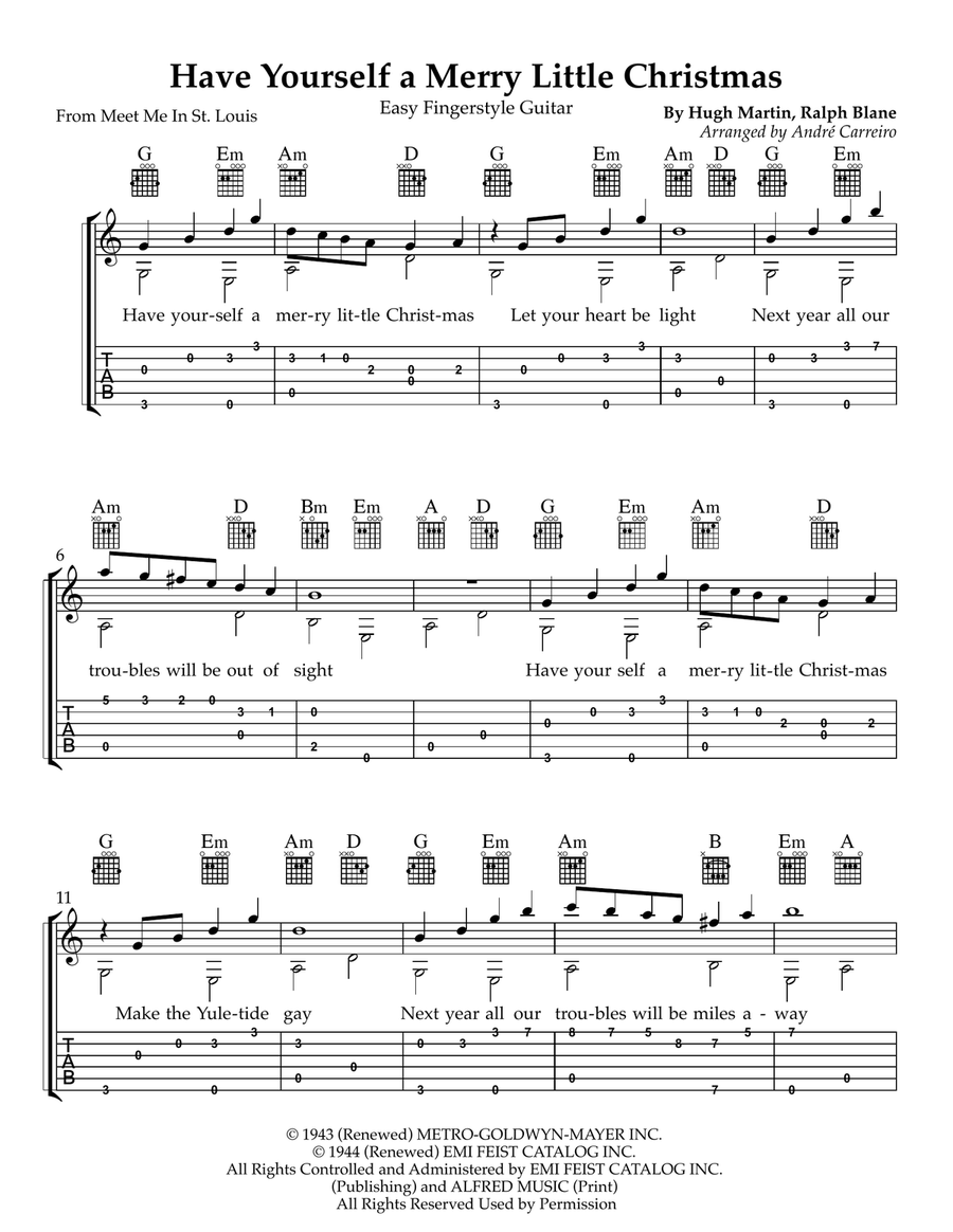 Have Yourself A Merry Little Christmas Guitar Tablature scores gallery preview page 1