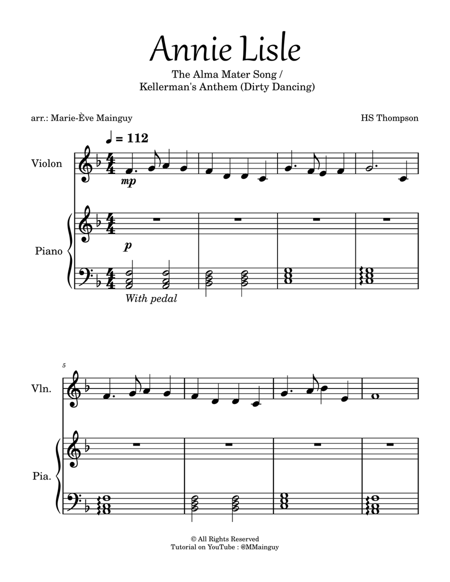 Annie Lisle (The Alma Mater Song / Kellerman's Anthem - Dirty Dancing) Violin Solo scores gallery preview page 1