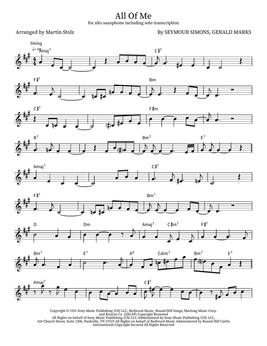 All Of Me All Of Me Alto Saxophone scores gallery preview page 1