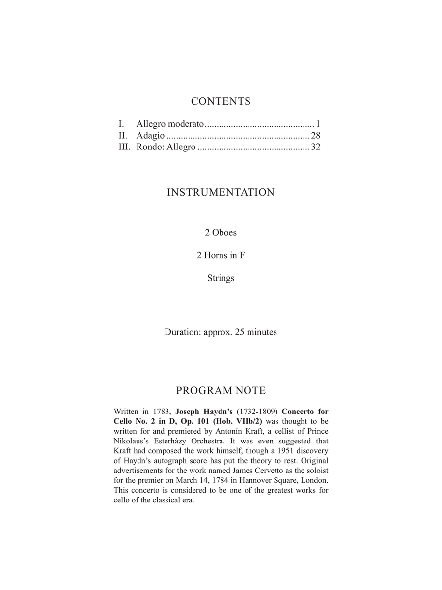 Concerto for Cello No. 2 in D, Op. 101 (Hob.VIIb:2) Concert Band scores gallery preview page 4