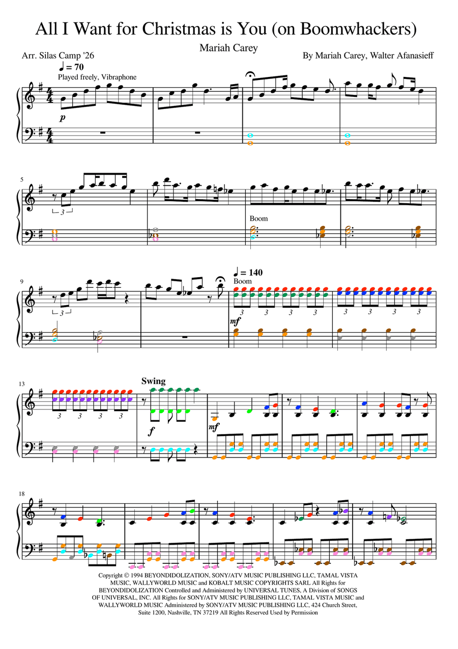 All I Want For Christmas Is You Piano Duet scores gallery preview page 1