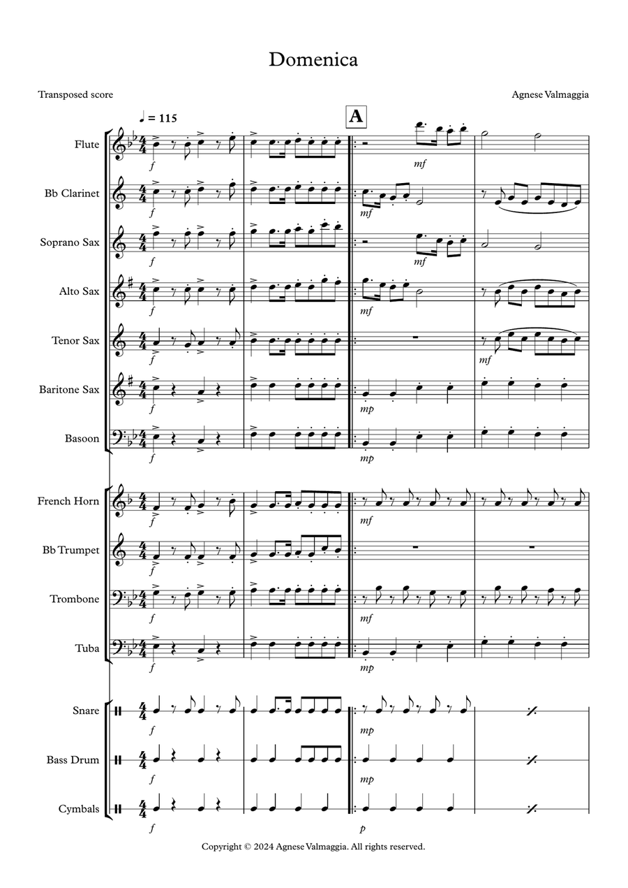 Domenica Domenica Marching Band scores gallery preview page 1