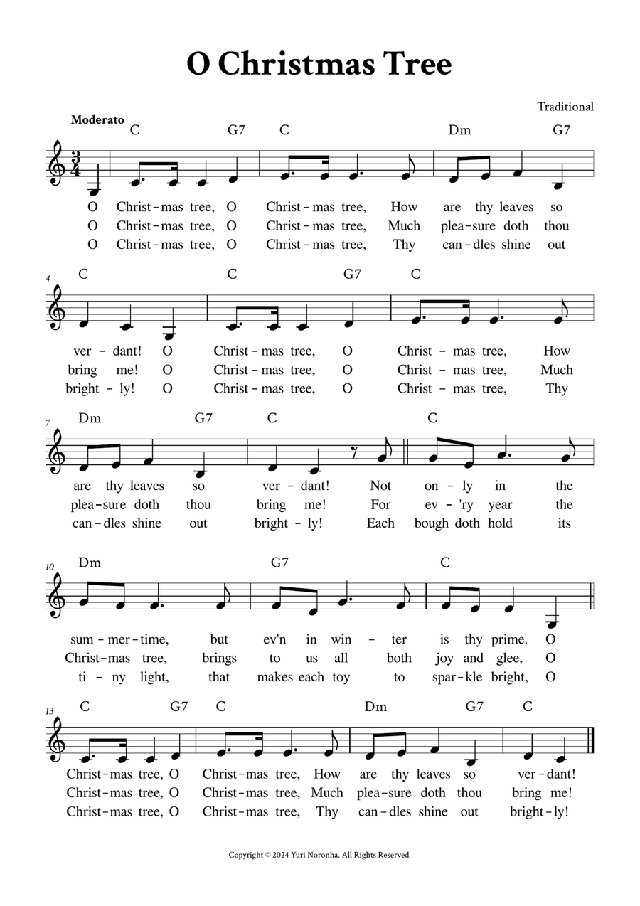 O Christmas Tree - Lead Sheet (C Major) Piano scores gallery preview page 1