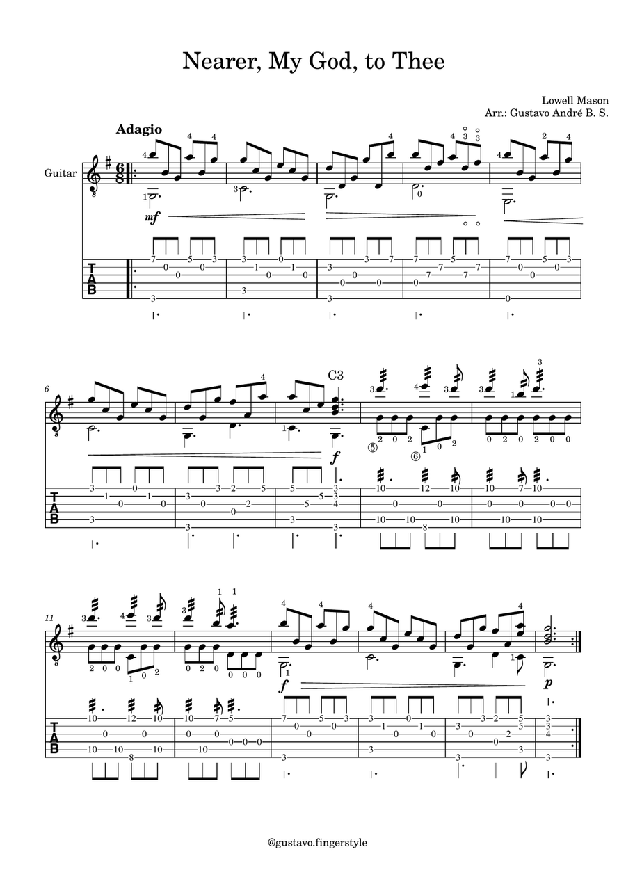 Nearer, My God, to Thee Nearer, My God, to Thee Acoustic Guitar scores gallery preview page 1
