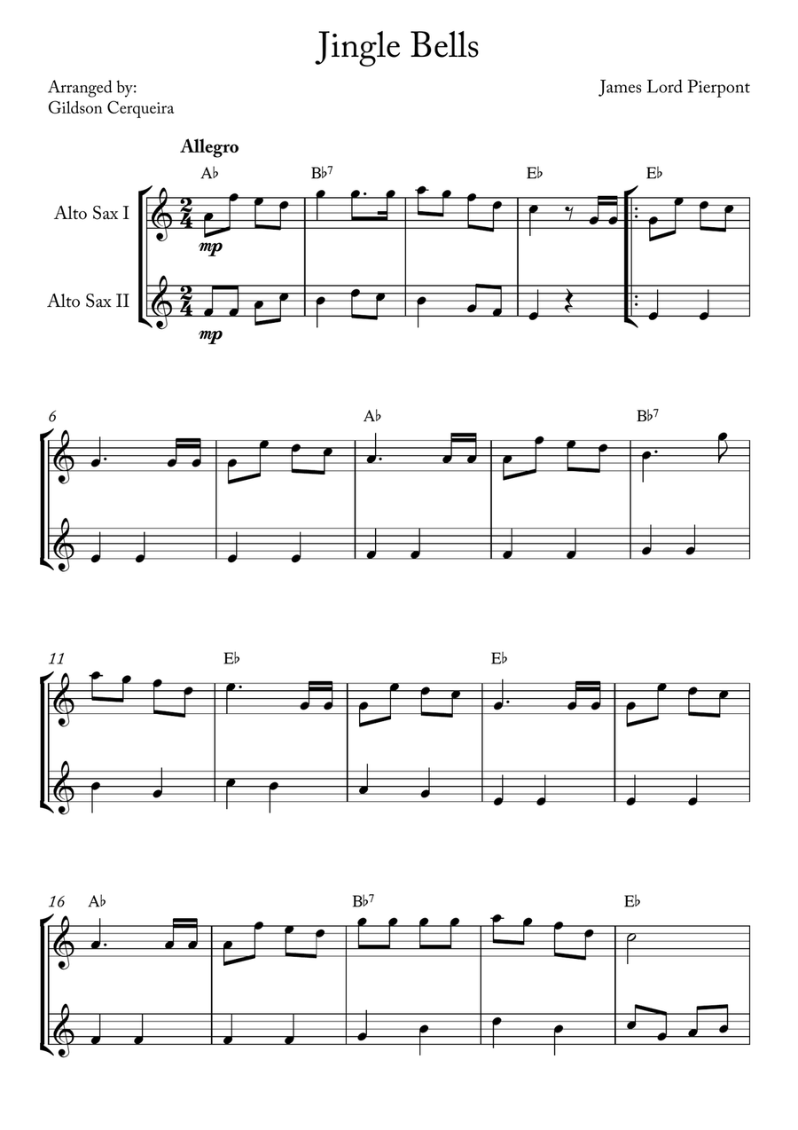 Jingle Bells Woodwind Duet scores gallery preview page 1