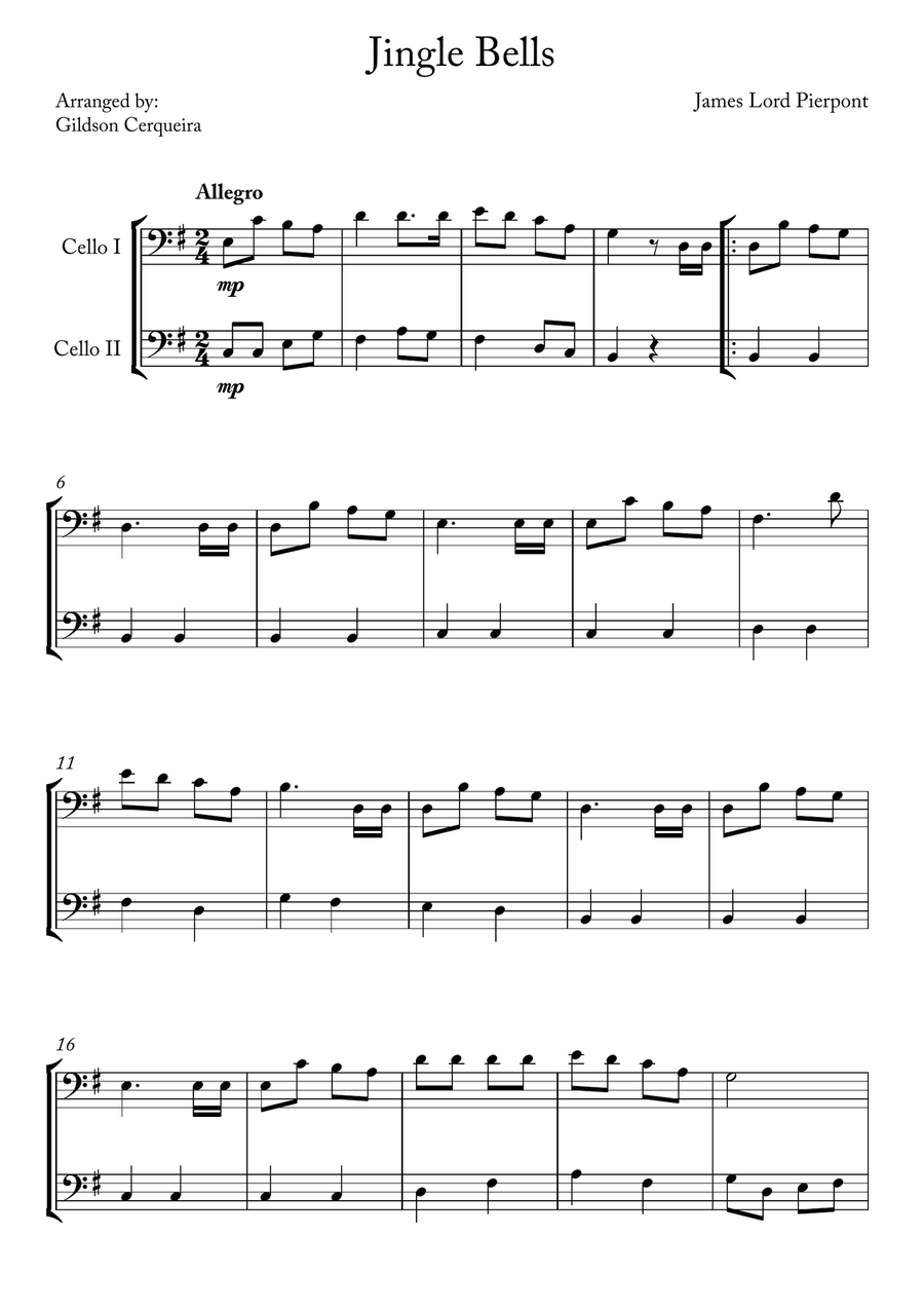 Jingle Bells String Duet scores gallery preview page 1