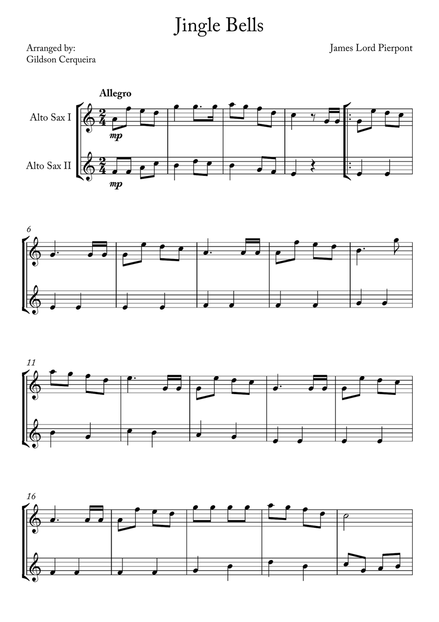 Jingle Bells Woodwind Duet scores gallery preview page 1