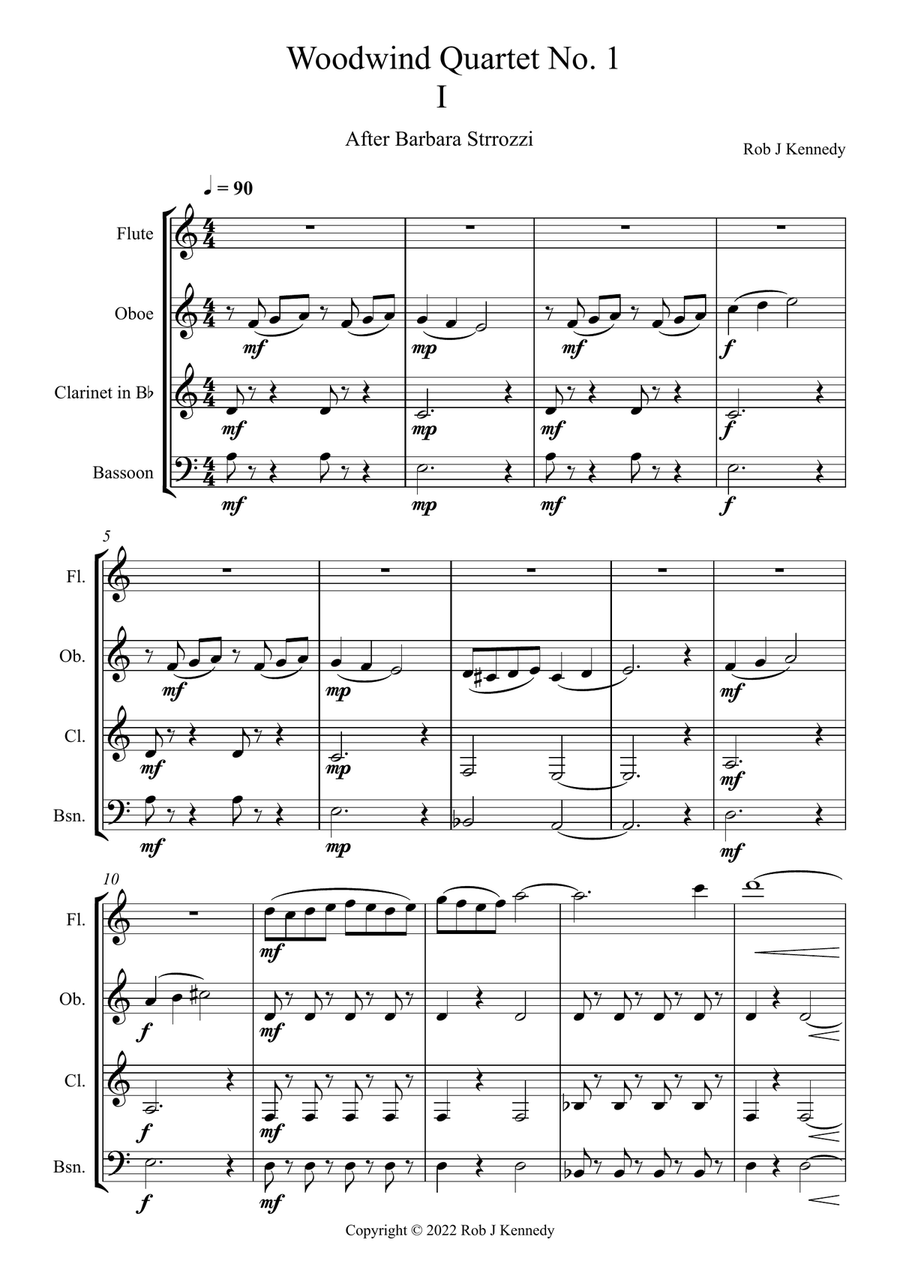 Woodwind Quartet No. 1 -1 - Score Only Woodwind Quartet scores gallery preview page 1