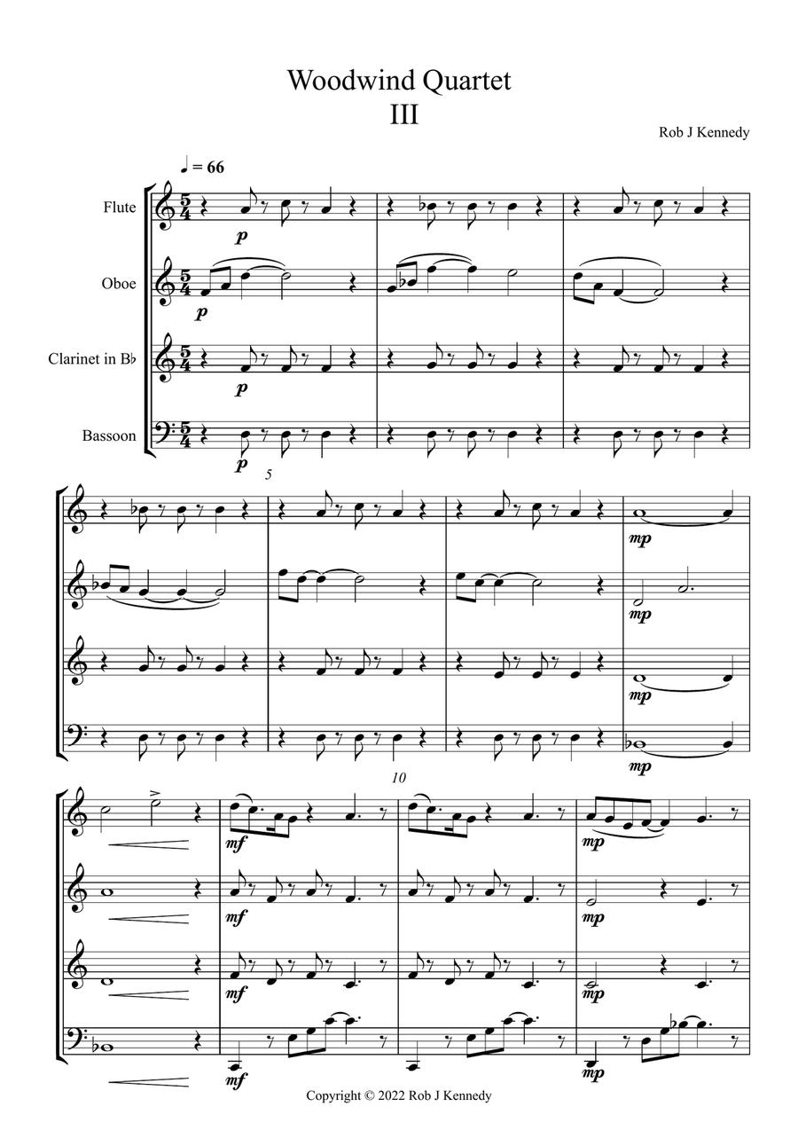 Woodwind Quartet No. 1 -3 - Score Only Woodwind Quartet scores gallery preview page 1