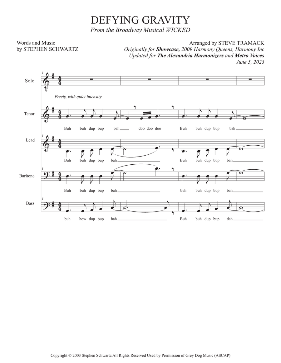 Defying Gravity Defying Gravity 4-Part scores gallery preview page 1