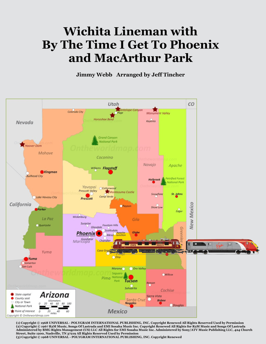 Medley: Wichita Lineman with By The Time I Get To Phoenix and Macarthur Park Piano, Vocal scores gallery preview page 1