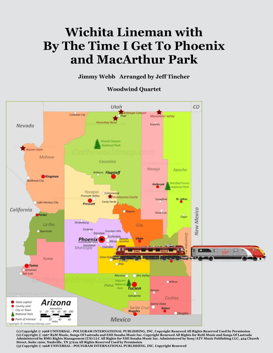 Medley: Wichita Lineman with By The Time I Get To Phoenix and Macarthur Park Woodwind Quartet scores gallery preview page 1