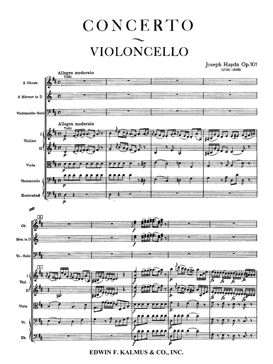 Concerto for Cello No. 2 in D, Op. 101 (Hob.VIIb:2) Concert Band scores gallery preview page 5
